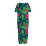 Green Walking Zombie Print Short Sleeve Long Nightdress