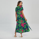 Green Walking Zombie Print Short Sleeve Maxi Dress