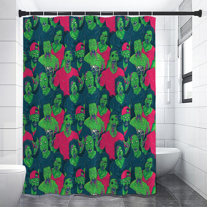 Green Walking Zombie Print Shower Curtain
