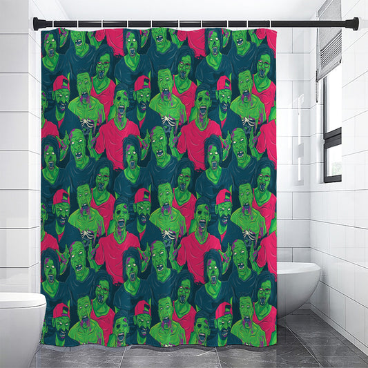 Green Walking Zombie Print Shower Curtain