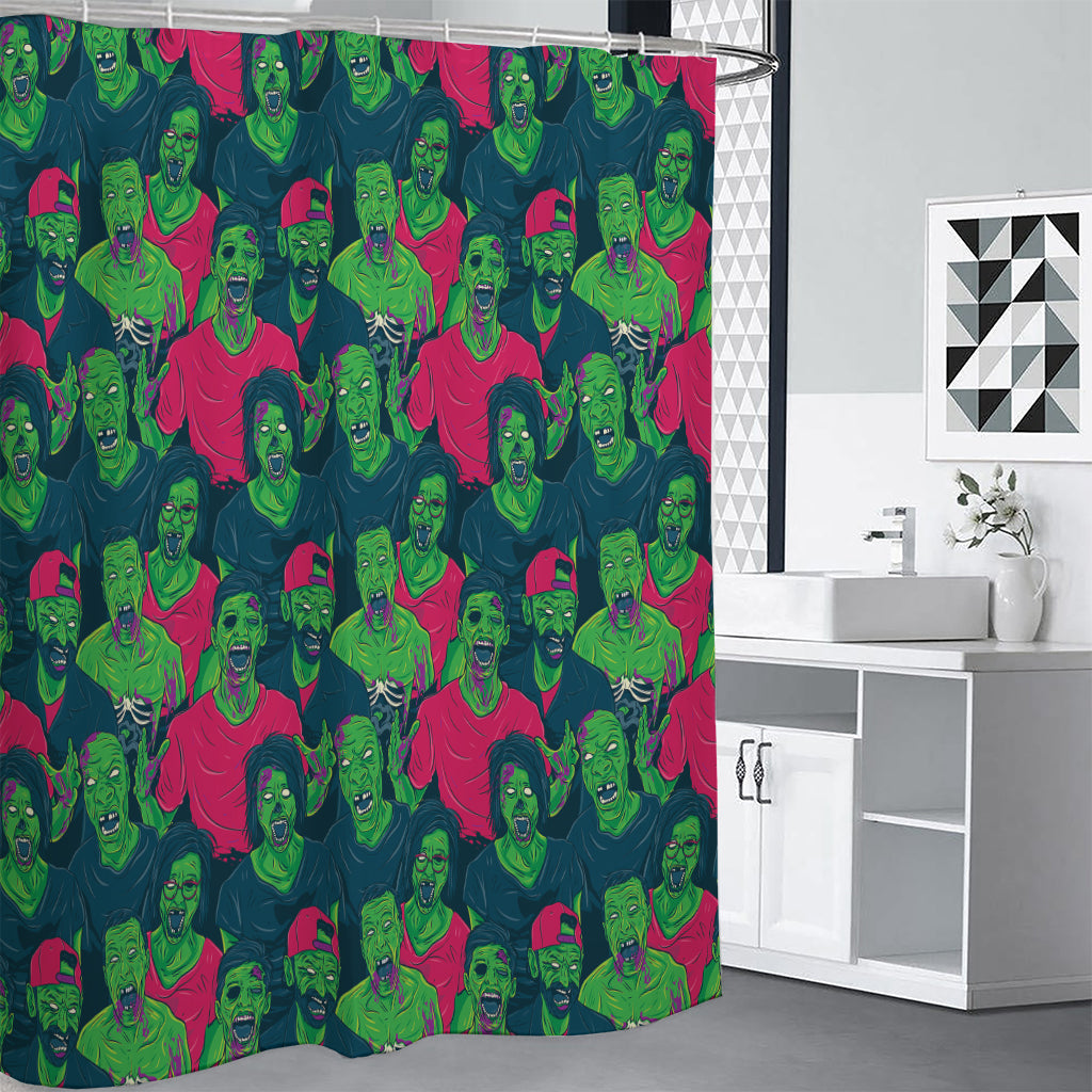 Green Walking Zombie Print Shower Curtain