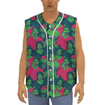 Green Walking Zombie Print Sleeveless Baseball Jersey