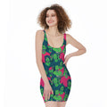 Green Walking Zombie Print Sleeveless Bodycon Dress