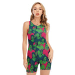Green Walking Zombie Print Sleeveless One Piece Swimsuit