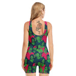 Green Walking Zombie Print Sleeveless One Piece Swimsuit