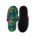 Green Walking Zombie Print Slippers
