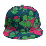 Green Walking Zombie Print Snapback Cap