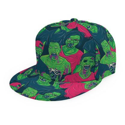 Green Walking Zombie Print Snapback Cap