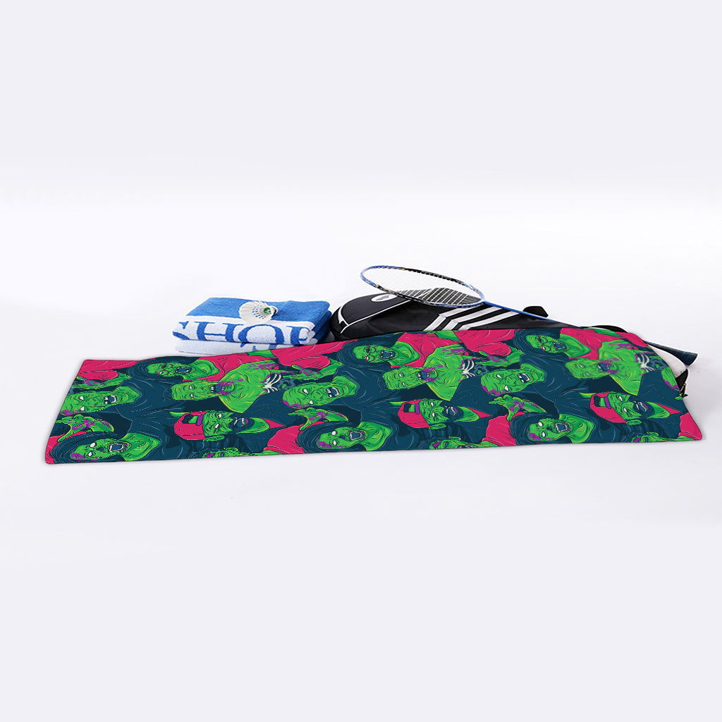 Green Walking Zombie Print Sports Towel