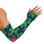 Green Walking Zombie Print Sun Protection Arm Sleeves