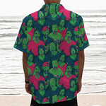 Green Walking Zombie Print Textured Short Sleeve Shirt
