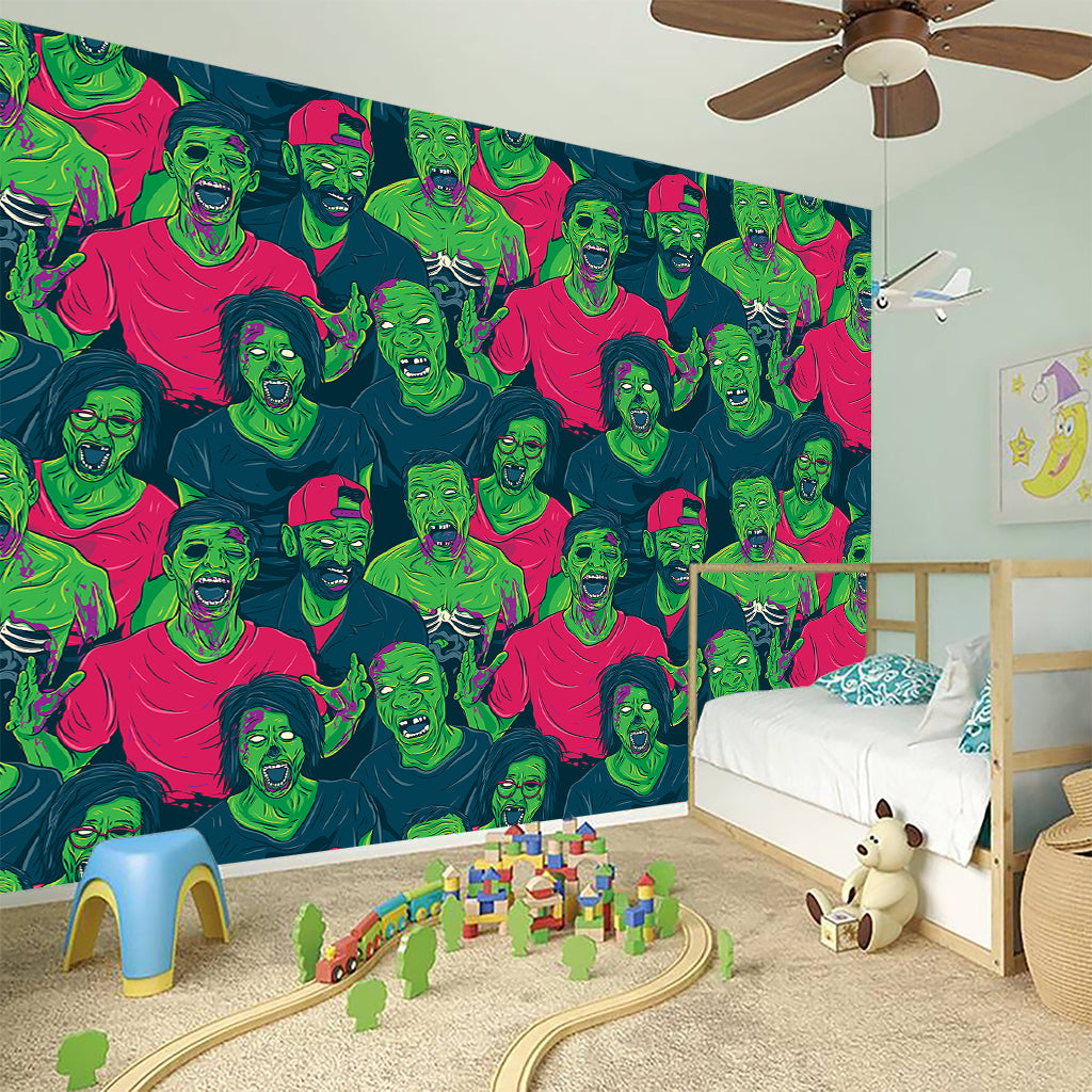 Green Walking Zombie Print Wall Sticker