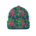 Green Walking Zombie Print White Mesh Trucker Hat