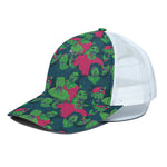 Green Walking Zombie Print White Mesh Trucker Cap