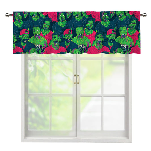 Green Walking Zombie Print Window Valance