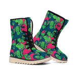 Green Walking Zombie Print Winter Boots