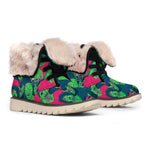 Green Walking Zombie Print Winter Boots