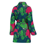 Green Walking Zombie Print Women's Bathrobe