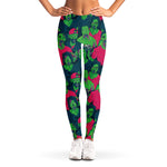 Green Walking Zombie Print Women's Leggings
