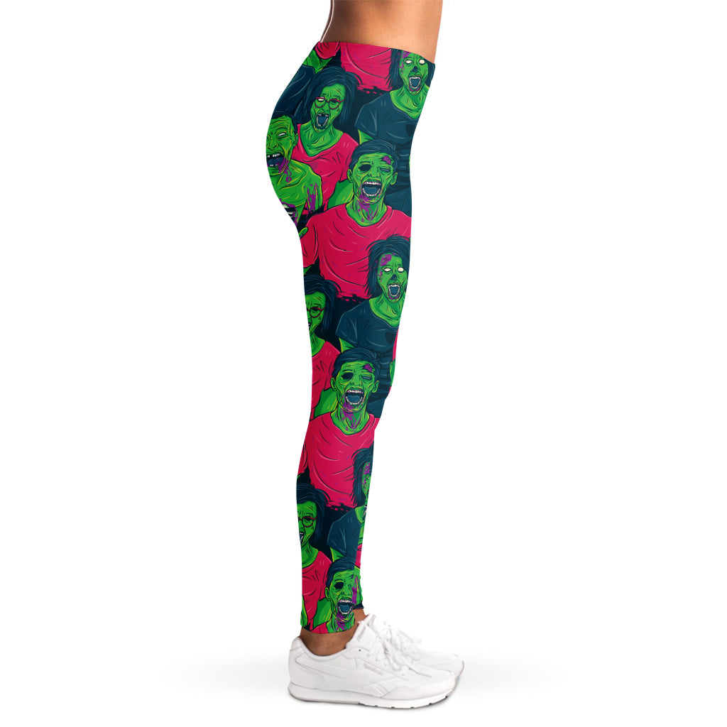 Green Walking Zombie Print Women's Leggings