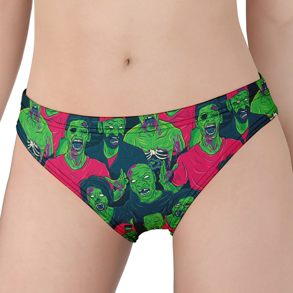 Green Walking Zombie Print Women's Panties