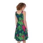 Green Walking Zombie Print Women's Sleeveless Dress
