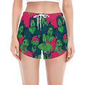 Green Walking Zombie Print Women's Split Running Shorts
