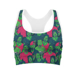 Green Walking Zombie Print Women's Sports Bra