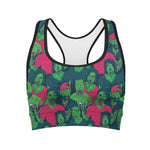 Green Walking Zombie Print Women's Sports Bra