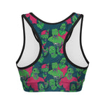 Green Walking Zombie Print Women's Sports Bra