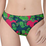 Green Walking Zombie Print Women's Thong