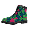 Green Walking Zombie Print Padded Collar Lace Up Boots