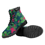 Green Walking Zombie Print Work Boots