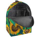 Green Watercolor Sunflower Pattern Print Backpack