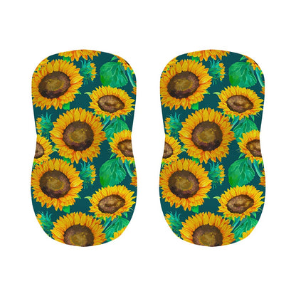 Green Watercolor Sunflower Pattern Print Bar Stool Covers