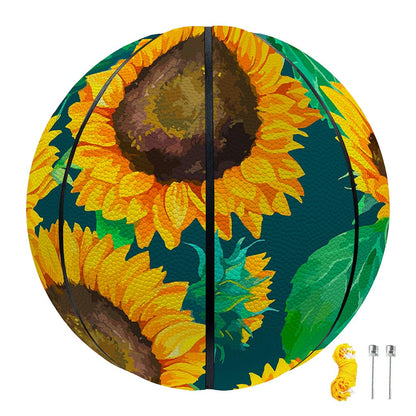 Green Watercolor Sunflower Pattern Print Basketball