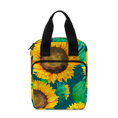 Green Watercolor Sunflower Pattern Print Bible Tote Bag