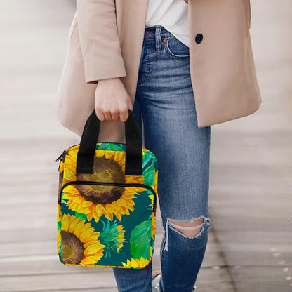 Green Watercolor Sunflower Pattern Print Bible Tote Bag