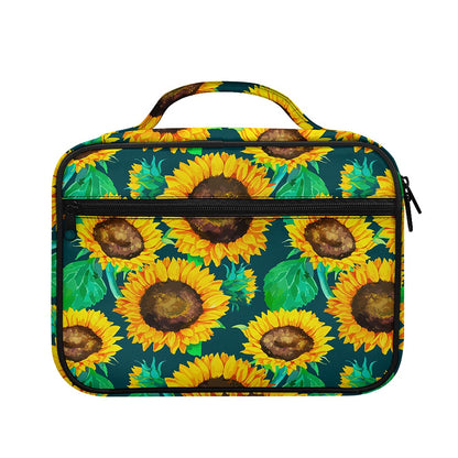 Green Watercolor Sunflower Pattern Print Briefcase Bible Bag
