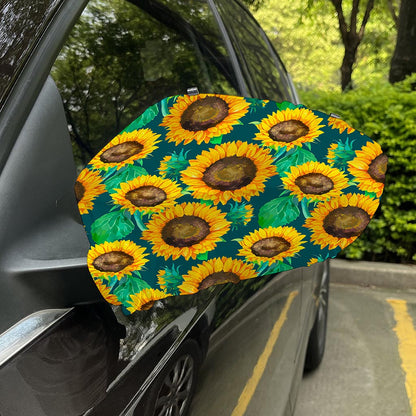Green Watercolor Sunflower Pattern Print Car Side Mirror Covers