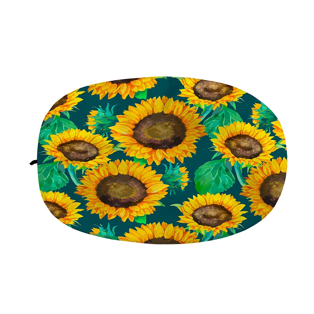 Green Watercolor Sunflower Pattern Print Car Side Mirror Covers