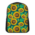 Green Watercolor Sunflower Pattern Print Casual Backpack