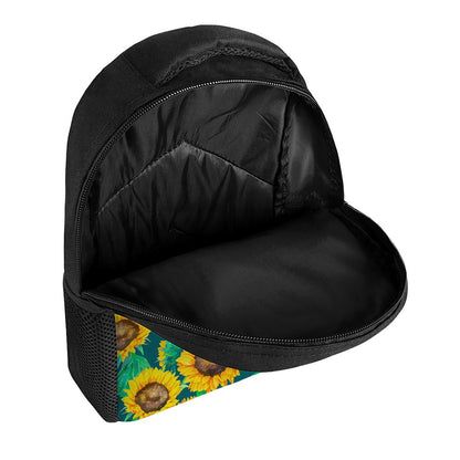 Green Watercolor Sunflower Pattern Print Casual Backpack