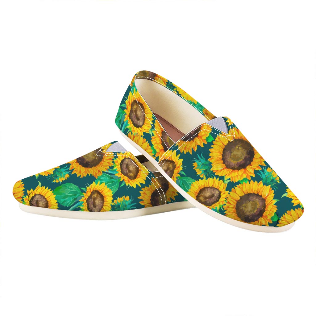 Green Watercolor Sunflower Pattern Print Casual Shoes