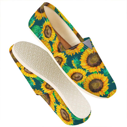 Green Watercolor Sunflower Pattern Print Casual Shoes