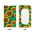 Green Watercolor Sunflower Pattern Print Changing Pad Cover