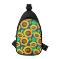 Green Watercolor Sunflower Pattern Print Sling Bag