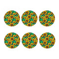 Green Watercolor Sunflower Pattern Print Coaster Set