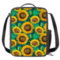 Green Watercolor Sunflower Pattern Print Crossbody Lunch Bag