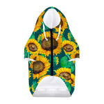 Green Watercolor Sunflower Pattern Print Dog Zip Up Hoodie